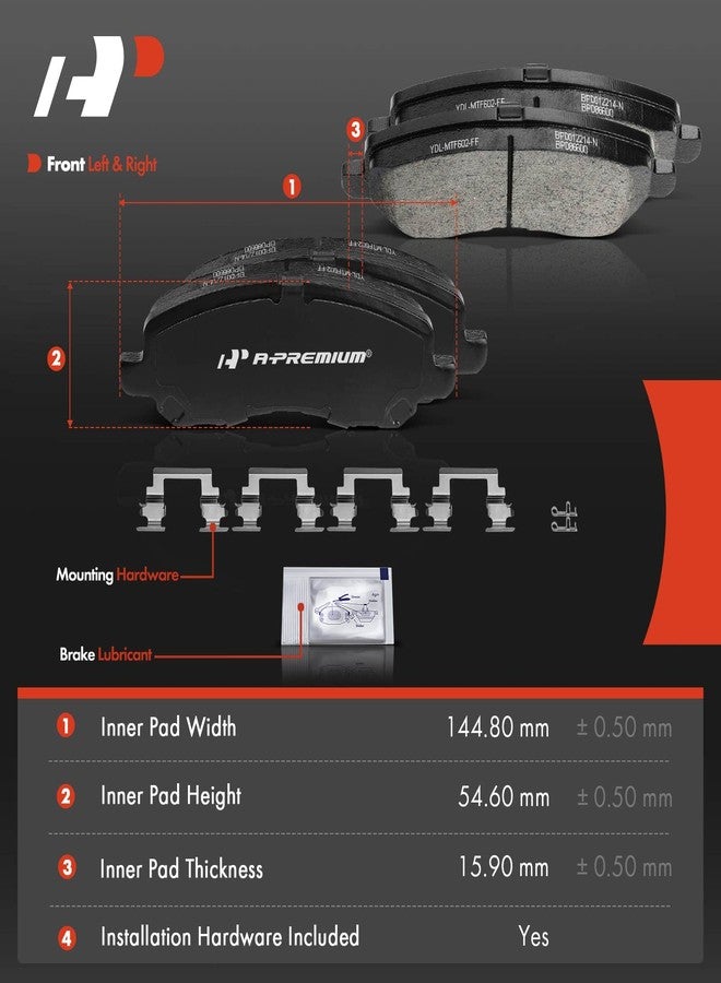 أ-بريميوم طقم وسادات فرامل قرصية أمامية سيراميكية من A-Premium متوافق مع موديلات مختارة من كرايسلر، دودج، جيب، وميتسوبيشي - 200، سيبرينغ، أفينجر، كاليبر، ستراتوس، كومباس، باتريوت، إكليبس، جالانت، لانسر، RVR - Image 5